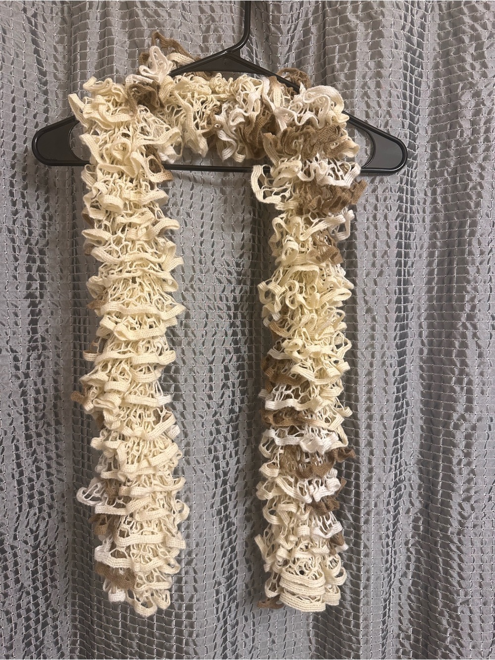 Beige & Brown Ruffle Knit Scarf - Women's Fashion Accessory